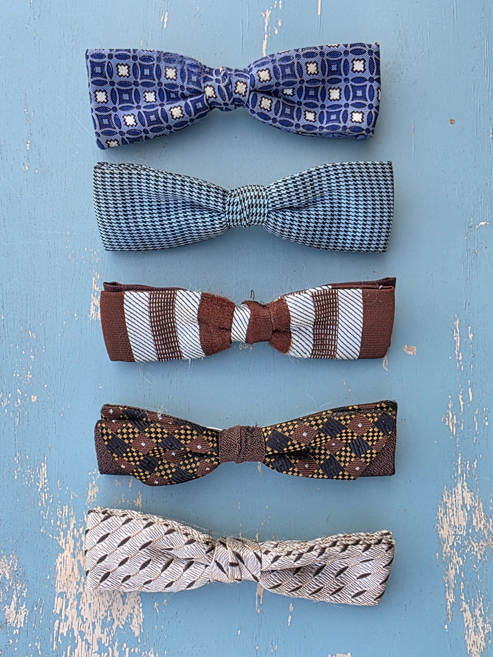 Vintage Clip-On Bow Tie Lot of 5 Beau Clip Ormond Mid Century